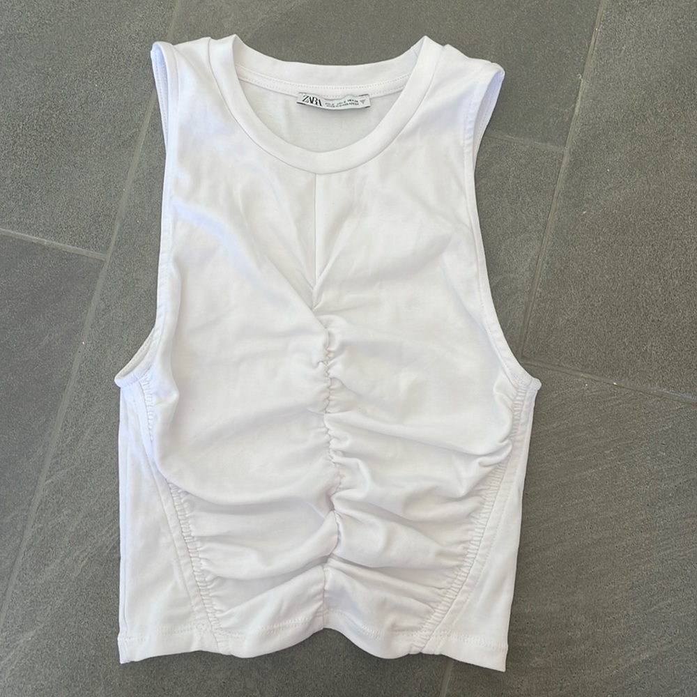 Zara white synched crop top Small